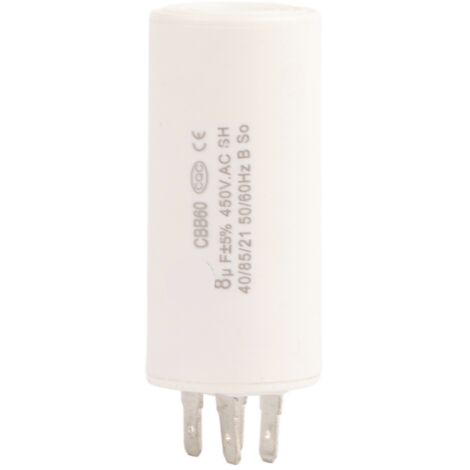Hochwertiger CBB60 8uF 450V Anlaufkondensator mit Flachsteckanschlüssen