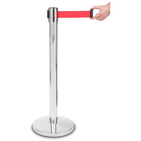 Hochwertiger Chrom-Absperrpfosten mit rotem Band
