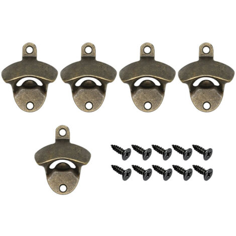 Hochwertiger Flaschenöffner zur Wandmontage aus Zinklegierung – 5er-Pack mit Schrauben (Vintage-Metallfarbe)