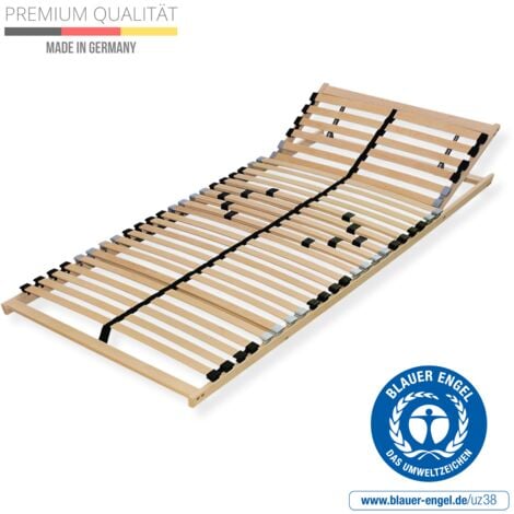 SLEEPNEO Hochwertiger Lattenrost 90x200 – Flexibler 7-Zonen-Rahmen aus Buchenholz mit 28 Federleisten, verstellbarem Kopfteil und einer Belastbarkeit bis zu 150 kg – Made in Germany.