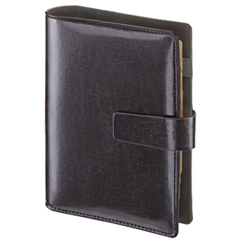 Hochwertiger schwarzer Cambridge-Organizer mit austauschbarem Einsatz 13 x 19 cm und Kalender