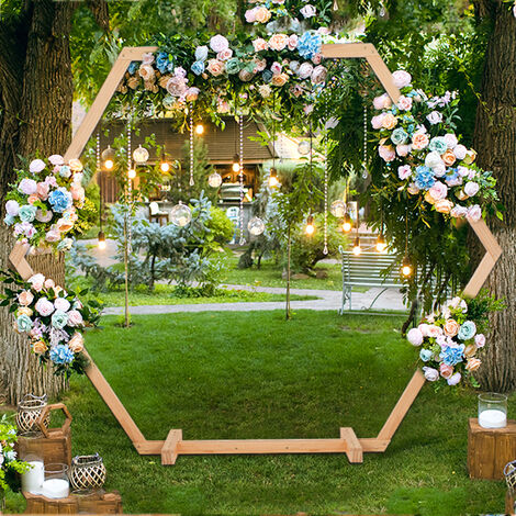 Hochzeitsbogen Holz Traubogen Hexagon Rosenbogen Garten Hochzeit Bogen Geburtstag Party Hintergrund Stand 210x230cm