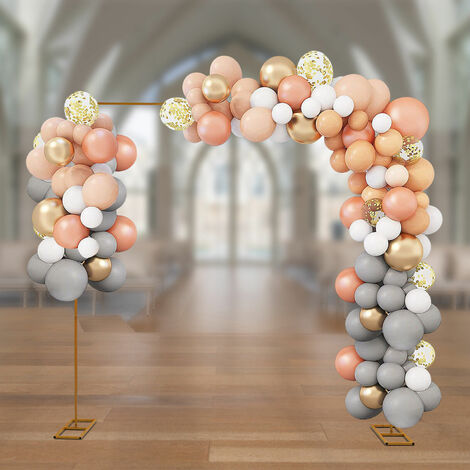 Hochzeitsbogen, quadratischer Knotenhalter, 3,0 x 3,0 m Ballonknotenhalter aus Metall, Ballonringrahmen für Hochzeit, Geburtstag, Party, Deko, höhenverstellbar (gold)
