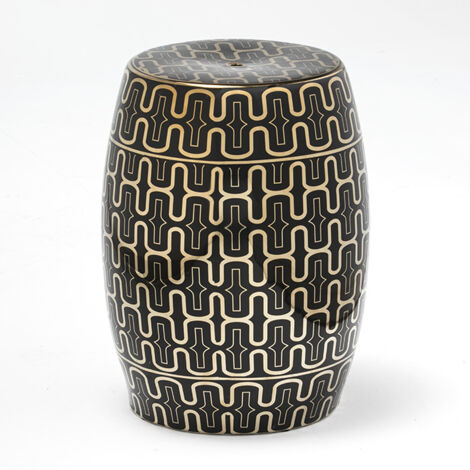Hocker 32X32X43 Keramik Schwarz/Gold