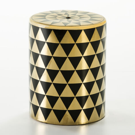 Hocker 33X33X43 Keramik Gold/Schwarz