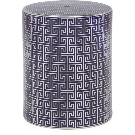 Hocker 33X33X45 Keramik Blau/Silber