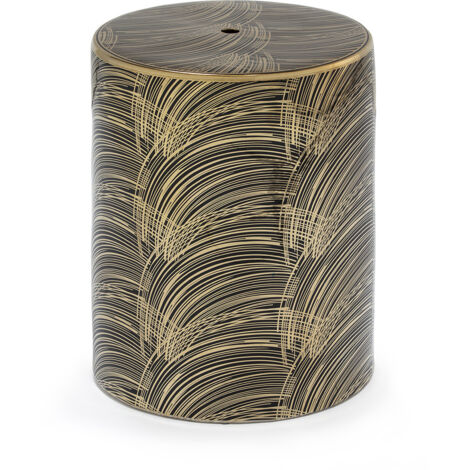 Hocker 33X33X45 Keramik Gold/Schwarz