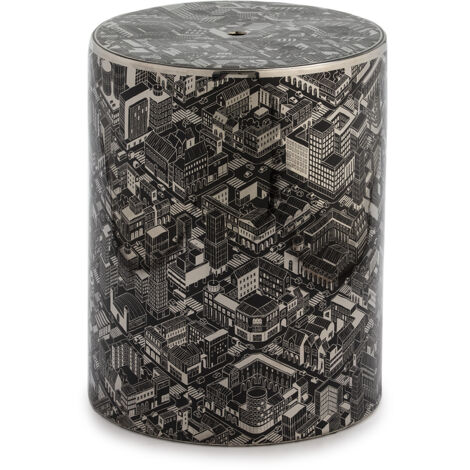 Hocker 33X33X45 Keramik Schwarz/Silber