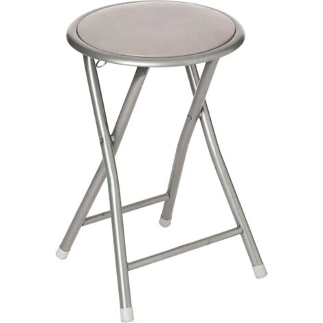 MATERIAUXBRICO.COM Hocker/Beistellstuhl - Klappbar - Silber/Taupe - 46 cm