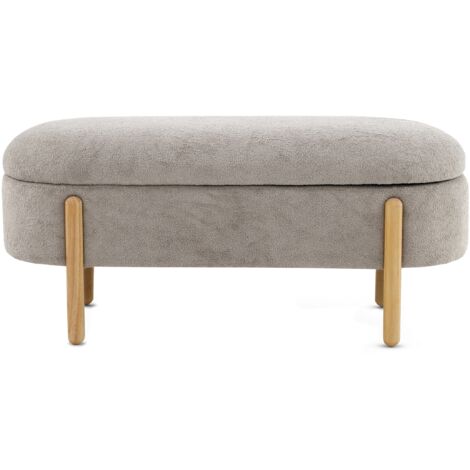Hocker, bezogen mit weißem Bouclé-Stoff, Gestell und Beine ebenfalls mit weißem Bouclé-Stoff bezogen