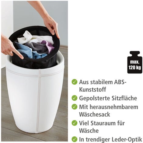 Hocker Candy White in Lederoptik Aufbewahrung Hocker Bad Badezimmer ... Hocker Candy White in Lederoptik Aufbewahrung Hocker Bad Badezimmer ...