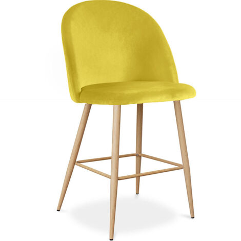 Hocker gepolstert mit Samt - Skandinavisches Design - 66cm - Evelyne Gelb