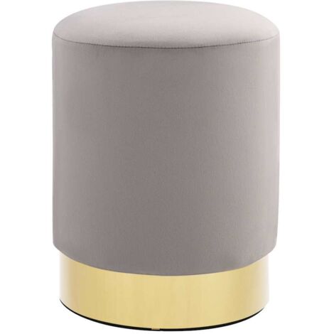 Hocker Hellgrau und Golden Samt 28 x 36 cm