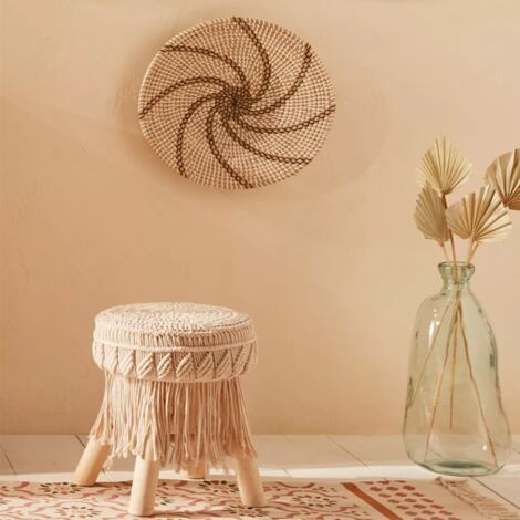Hocker - Makramee und Holz