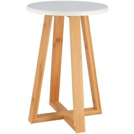 Hocker mit bambusbeinen und weisser mdf-platte - weisser bambus - Tendance
