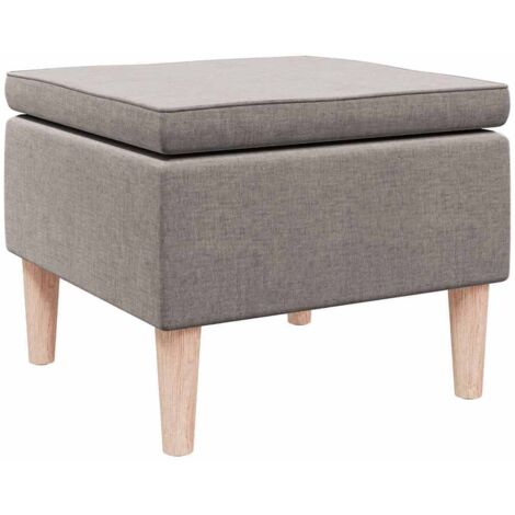 Hocker mit Holzbeinen Taupe Stoff vidaXL