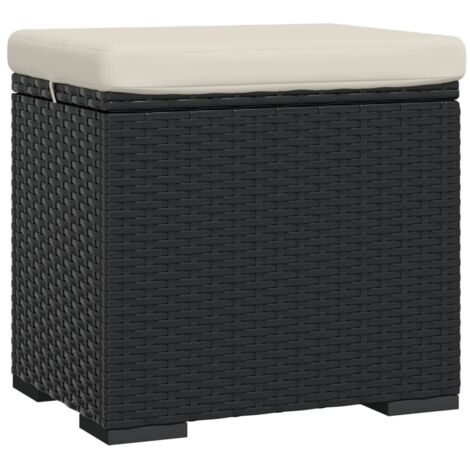 Hocker mit Kissen Schwarz 40x30x40 cm Poly Rattan vidaXL
