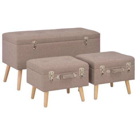 Hocker mit Stauraum 3 Stk. Braun Stoff vidaXL