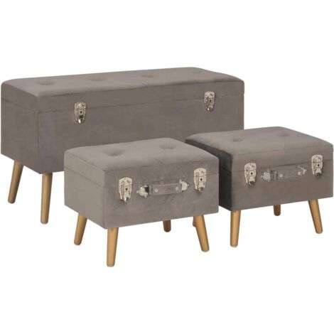 Hocker mit Stauraum 3 Stk. Grau Samt vidaXL