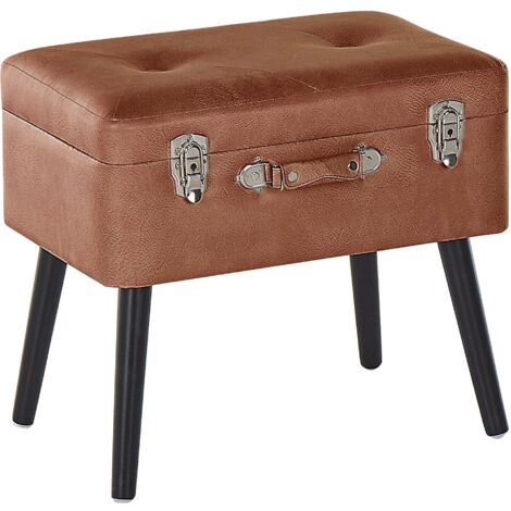 Hocker mit Stauraum MALLARD Kunstleder Goldbraun