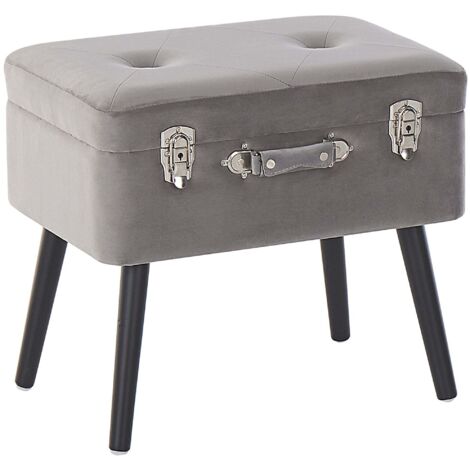 Hocker mit Stauraum MALLARD Samtstoff Grau
