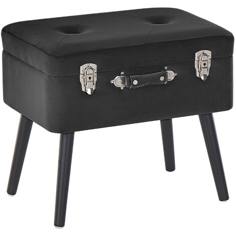 Hocker mit Stauraum MALLARD Samtstoff Schwarz