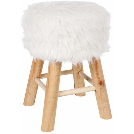 Hocker Oslo in Felloptik weiß