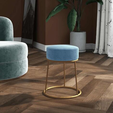 Hocker redondo azul claro terciopelo vidaXL