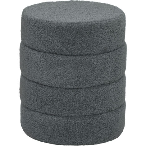 Hocker, rund, Teddyfleece, bis 120kg, Φ40x45H cm, Dunkelgrau