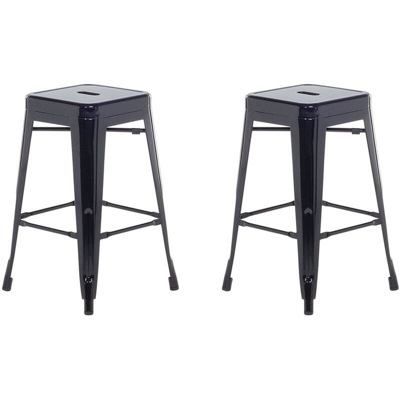 Beliani Trendy Barhocker 2er Set Schwarz Metall 60 Cm Industriell