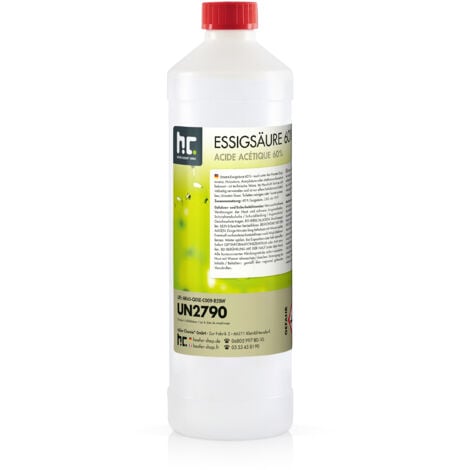 Höfer Chemie 15x 1 L acide acétique 60% - nettoyant et détartrant optimal - qualité premium fabriqué en Allemagne