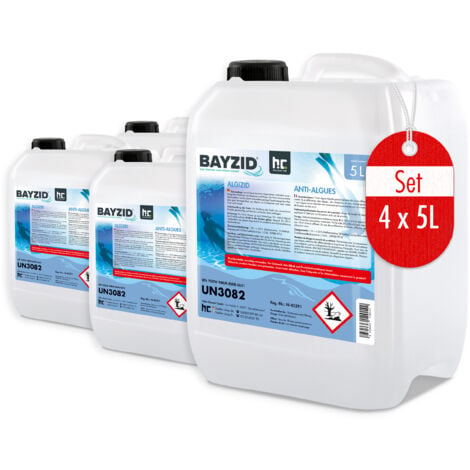 HÖFER CHEMIE GMBH Höfer Chemie 5 L BAYZID® Algicide Anti Algue pour Piscine - Anti-Algues Non Moussant à Double Action Curative et Préventive - Efficace Contre Bactéries et Champignons