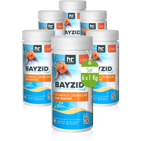 Höfer Chemie 6 x 1.5 kg (9 kg) BAYZID pH moins granulé - l'ORIGINAL pour une valeur de pH optimale et une excellente qualité de l'eau