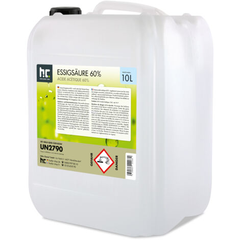 Höfer Chemie Gmbh – Lot de 2 x 10 L acide acétique 60% – Nettoyant efficace contre calcaire et rouille – Biodégradable et écologique