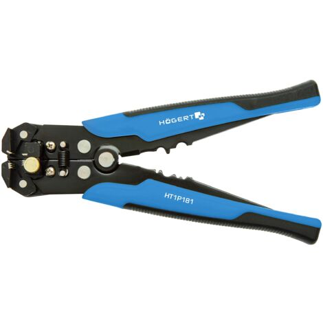 HÖGERT TECHNIK Alicates pelacables automáticos y alicates de corte de 205 mm, 0,2-6 mm², con función de corte, crimpadora 24-10 AWG, longitud ajustable, mango antideslizante