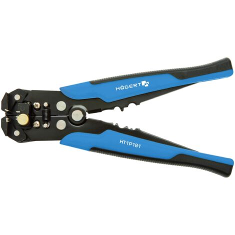 HÖGERT TECHNIK Alicates pelacables automáticos y alicates de corte de 205 mm, 0,2-6 mm², con función de corte, crimpadora 24-10 AWG, longitud ajustable, mango antideslizante