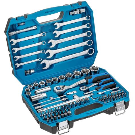 Högert Technik - Caja de Herramientas, Juego de Herramientas, Maletin Herramientas, Llaves de Vaso, Puntas y Accesorios, Cr-V, Mecanismo Carraca con 72 Dientes - HT1R426, 95 Piezas