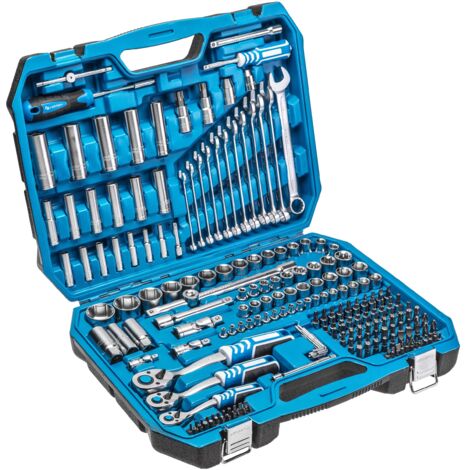 Högert Technik - Cassetta Attrezzi, Set Attrezzi, Valigetta Attrezzi, Kit Attrezzi, Chiavi a Bussola, Punte e Accessori, Acciaio Cr-V, Meccanismo a Cricchetto con 72 Denti - HT1R444, 222 Pezzi