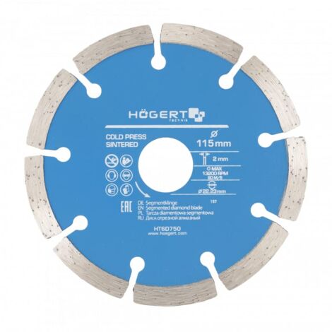 Högert Technik - Disco de diamante 115 mm - El disco de diamante es para cortar las baldosas cerámicas y para cortar las superficies de los materiales de construcción