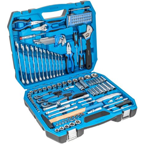 Högert Technik - Juego de herramientas I Llave de vaso, puntas y accesorios I Acero de aleación de cromo vanadio I Forjado I Mecanismo de trinquete con 72 trinquetes I HT1R439-131 piezas