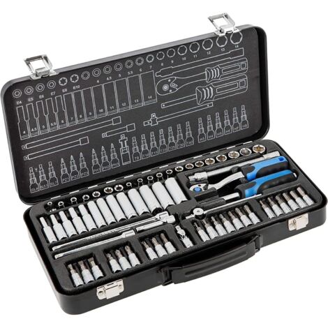 Högert Technik Set di attrezzi domestici (63 pezzi, nero/blu)