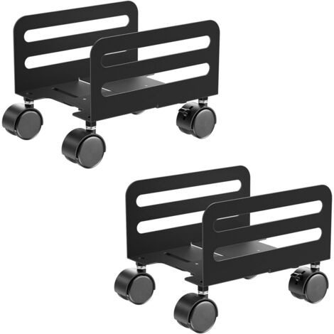 Höhenverstellbare mobile Halterung für Computer-Hosts, Desktop-Host-Rack und Gehäuse-Rack, Stahl-Hauptrahmen (schwarz), 2 Stück