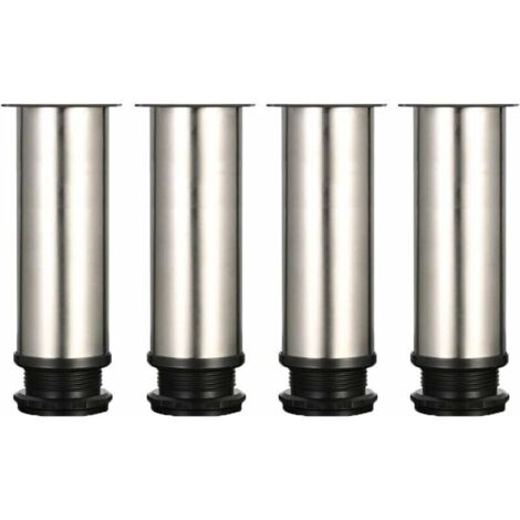 Höhenverstellbare Möbelfüße, 150 mm – Gebürsteter Edelstahl – 4er-Set inkl. Schrauben – Verstellbereich 0–15 mm