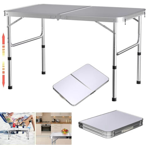 Höhenverstellbarer Aluminium Campingtisch klappbar 90×60 cm mit Tragetasche – leicht & stabil