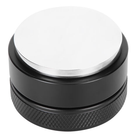 Höhenverstellbarer Kaffeetamper aus Edelstahl, Spender und Tamper, 58 mm flacher Boden, Schwarz, für Zuhause und Büro