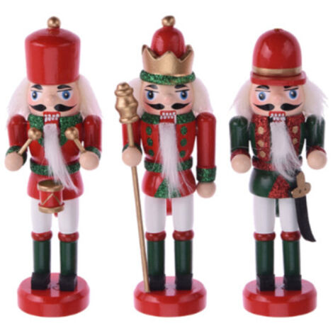 Hölzerne Nussknacker Puppe Satz von 3 Stück 4x3x12,5cm