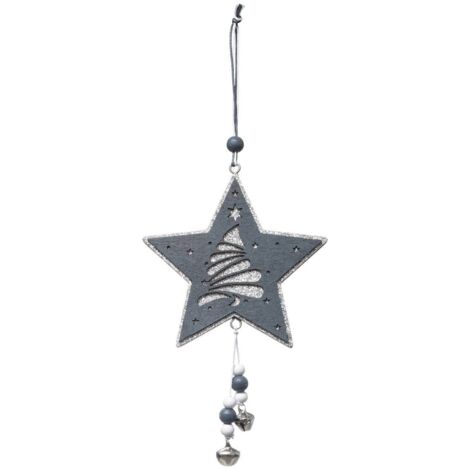 Hölzerne Weihnachtsbaum Stern Tanne Cloche Grau - Silber-grauer stern