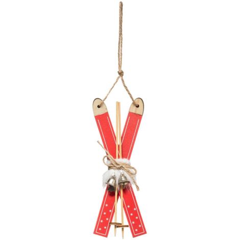 Hölzerner Weihnachtsbaum Ski Rot Natur 2 -