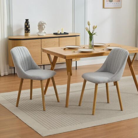 Hoerfuriy – Lot de 2 chaises en velours gris clair – Rembourrées avec dossier ergonomique – Pour salle à manger, bureau, coiffeuse – Assemblage rapide