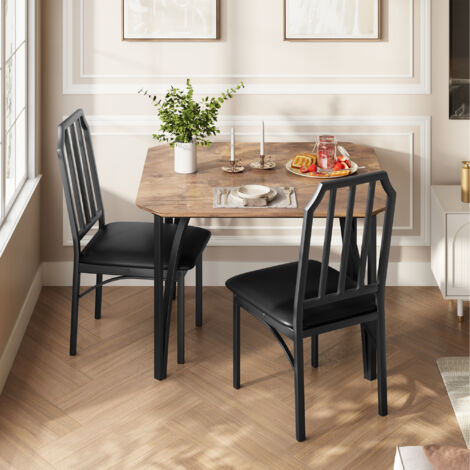 Hoerfuriy – Table de cuisine 2 personnes – Ensemble table carrée 74x74x76cm – Chaises rembourrées encastrables – Marron rustique pour petits espaces